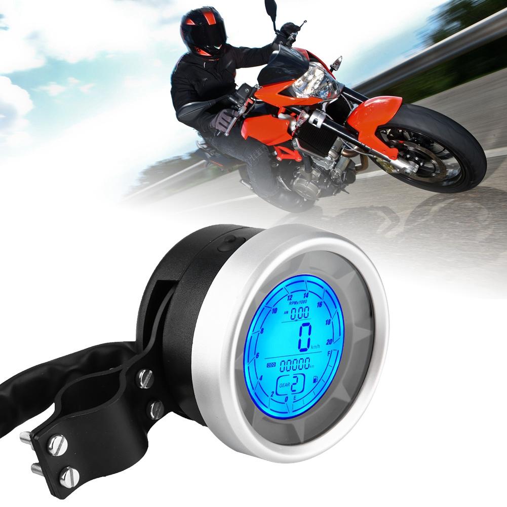 Motorcycle Multifunctional LCD Meter Tachometer Speedometer Odometer Overspeed Warning