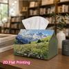 1pc, 2D Flat Printing, Tissue Box The Peaceful Pattern of Mountains Printed Tissue Box, Suitable for Kitchen, Living Room, Bedroom, And Car, Fashionab