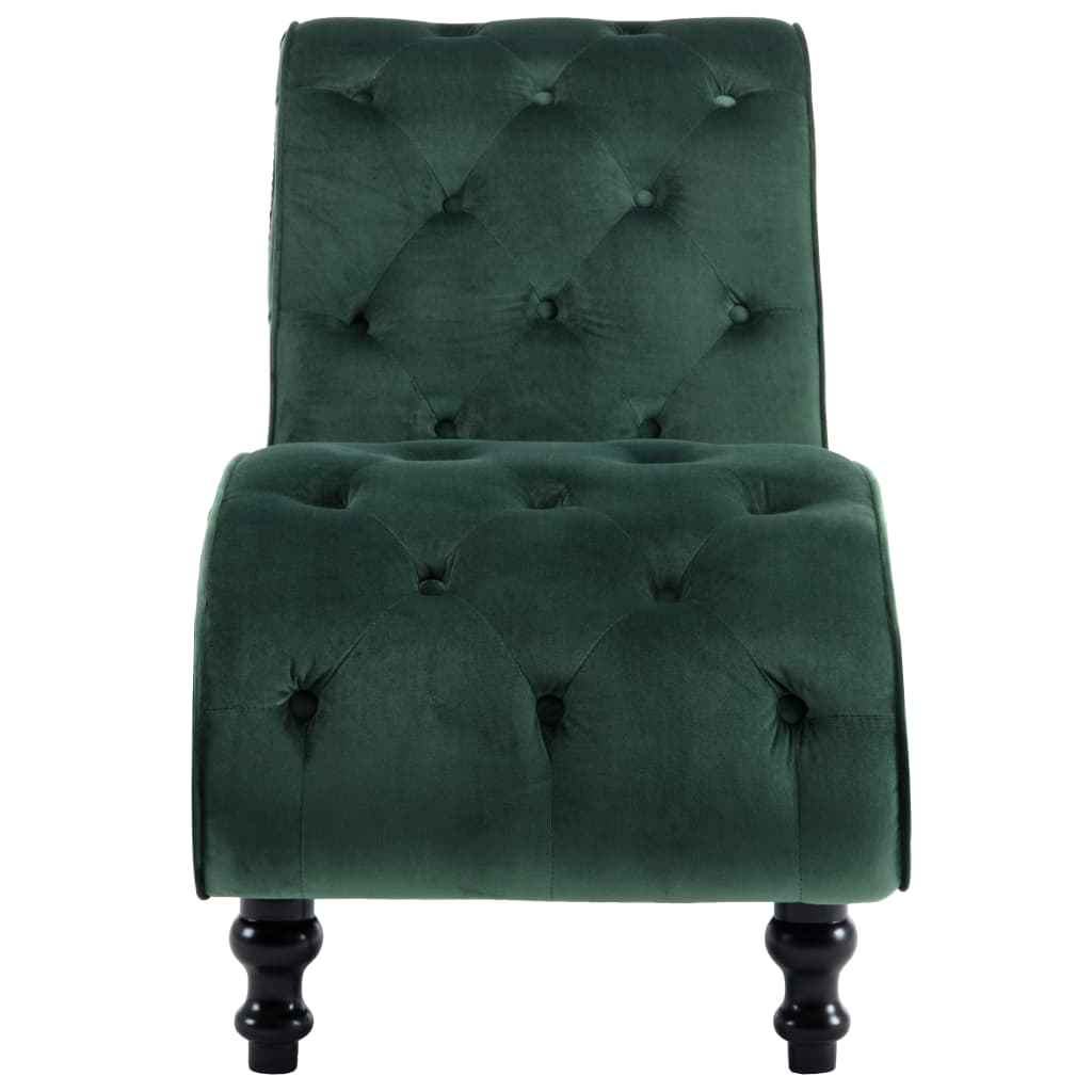 Vidaxl Chaise Longue, Green, Upholstered with Velvet