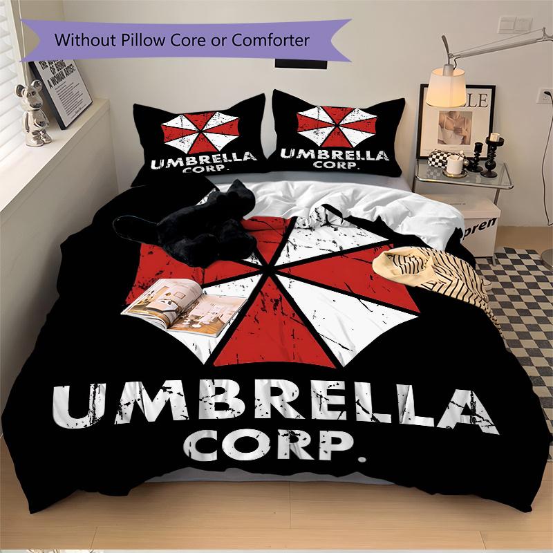 3pcs Creative Resident Evil Bedding Set - Includes 1 Quilt Cover and 2 Pillowcases, Comfortable Bedding with Stylish Design for Bedroom, Machine