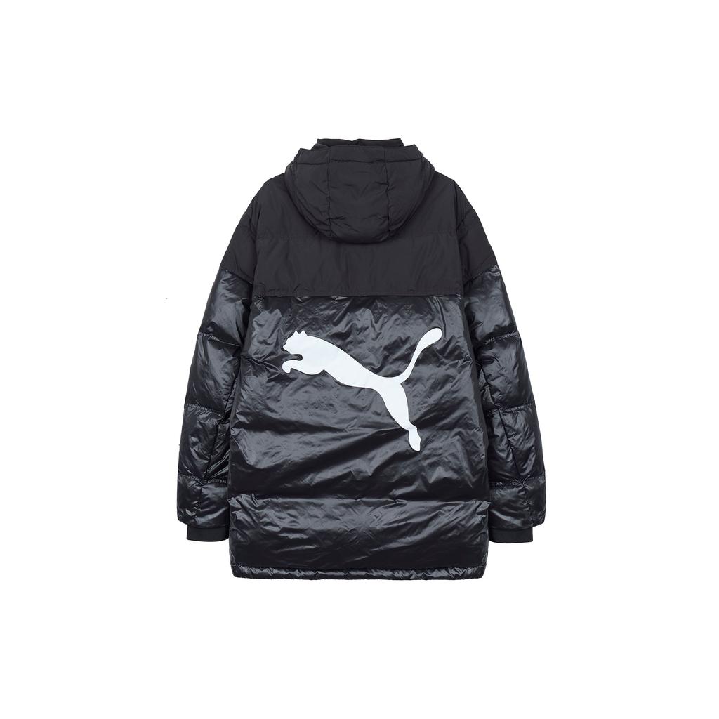 Puma Jachetă de puf cu glugă și cu imprimeu cu logo pentru bărbați Îmbrăcăminte exterioară Negru 534508-01