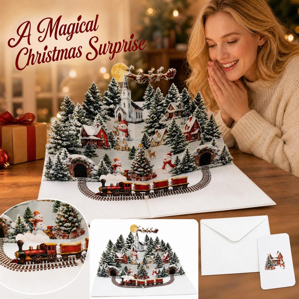 3D Christmas -Up Greeting Card, Holiday Card for Festive Wishes and Gift Giving
