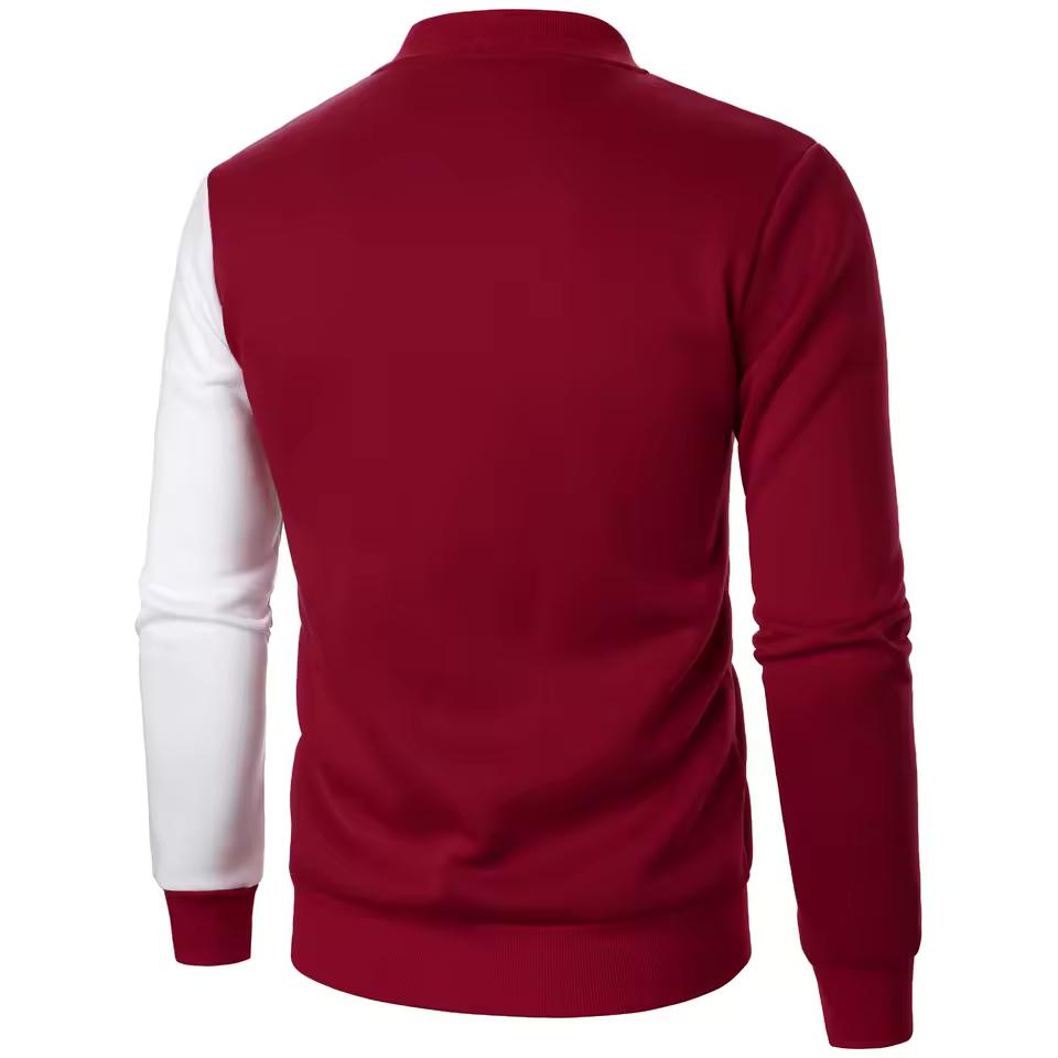 Men's Zipper Stand-up Collar Color Matching Jacket Casual Long-sleeved Zipper Fitness Sports Jacket