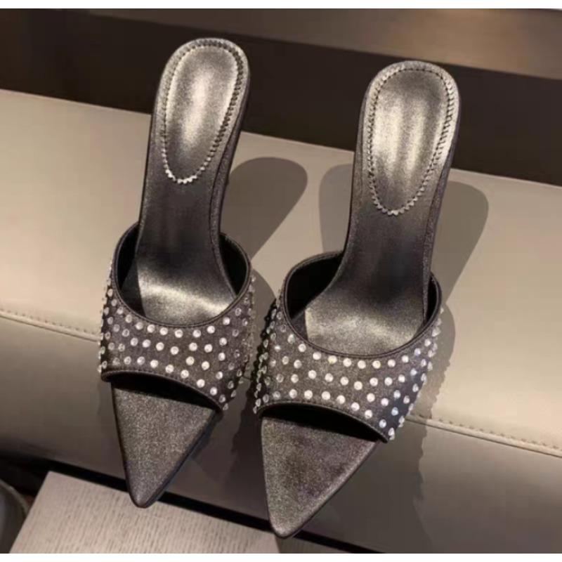 Fashion 2025 Summer Transparent High Heels Sandals Women High Quality Luxury Rhinstones Peep Toe Sexy Prom Party Ladies Slippers
