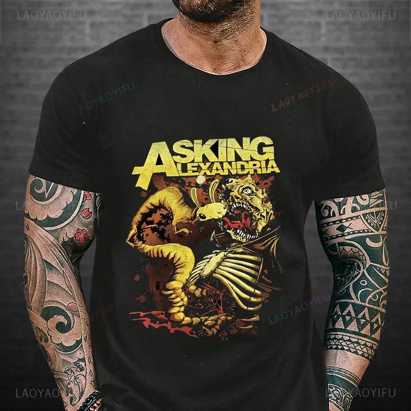 Asking Alexandria Band Grafik 3D Gedrucktes Top Lässige Kurzarm Herren T-Shirts - Weicher Mittlerer Stretch Polyesterstoff Sommer Locker Geschnittene Kleidung