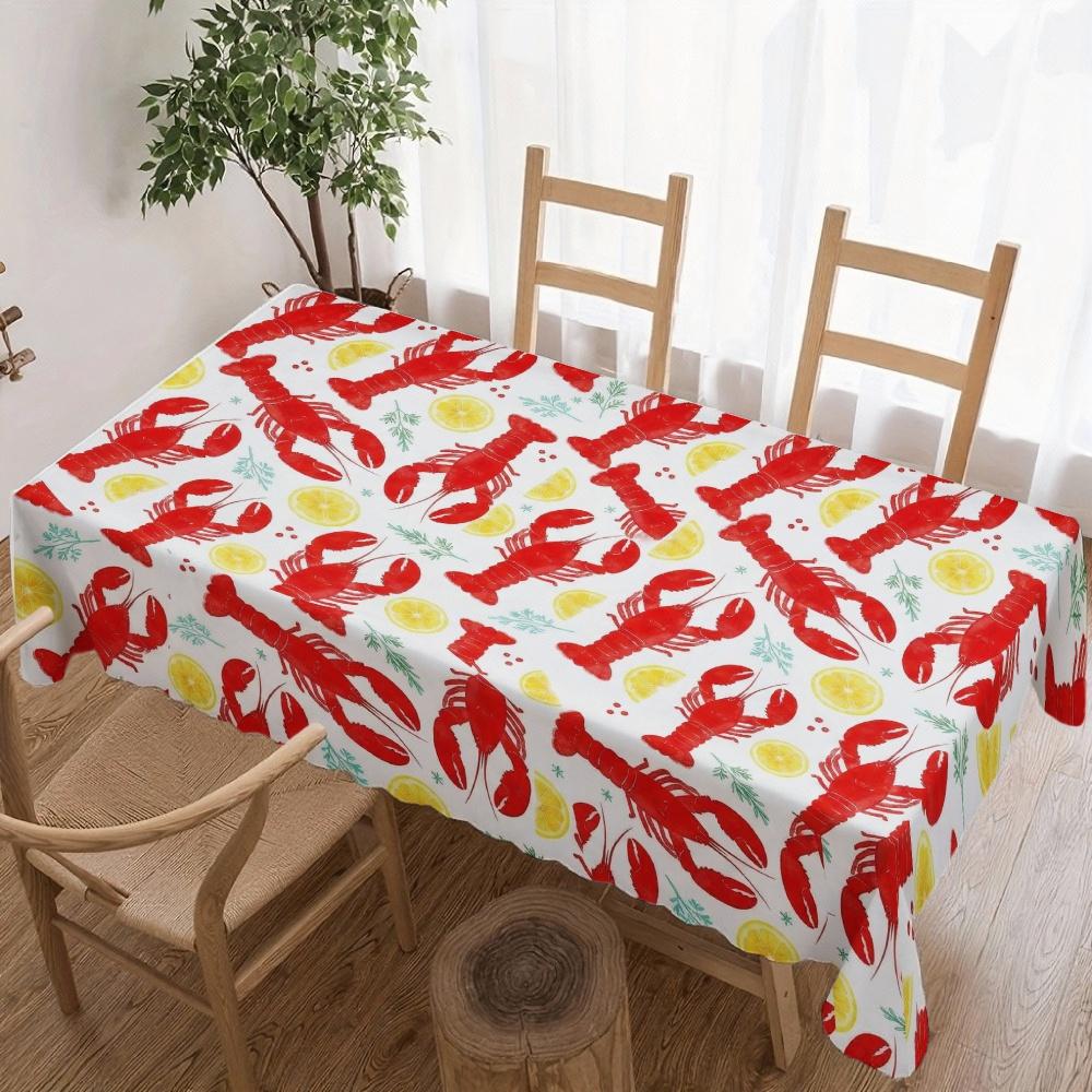 Rechthoekig Tafelkleed met Kreeftprint voor Tafeldecoratie Keuken Eetkamer Patio Waterdicht Herbruikbaar Tafelkleed voor Tafel Bruiloft Feest 140x140cm