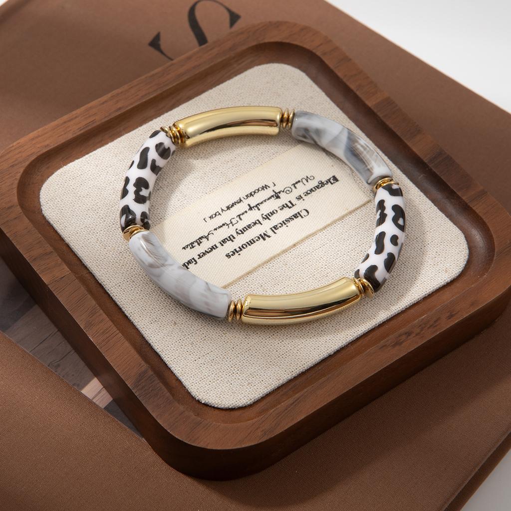 Geometric Round Pipe Bend Bracelet Female Leopard Print Personalized Bamboo High-End Sense Trend Bracelet Jewelry