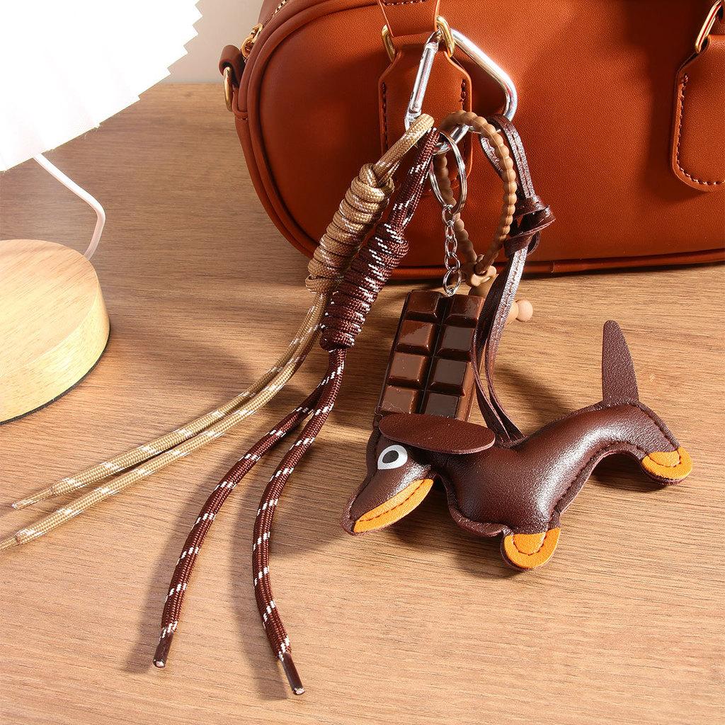 Portachiavi Giocattolo per Cane in Pelle Stile Retro Miu con Corda Intrecciata per Accessori Moda