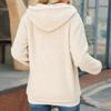 Women's Long Sleeve Hooded Zipper Solid Color Loose Foam Warm Coat Winter