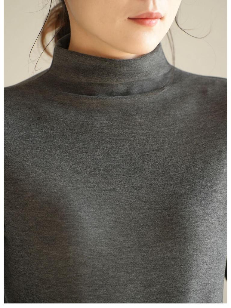 Women's Warm Long Sleeve Semi-High Collar Shirt - Autumn/Winter Style, Class A, 300g