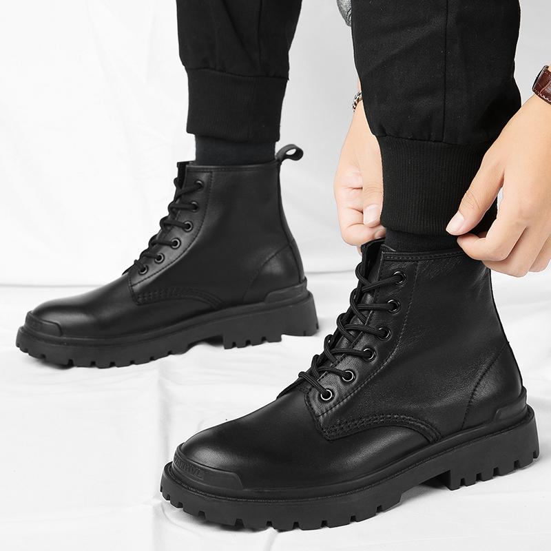 Fashion Male Genuine Leather Ankle Boots New Men Desert Boots 2024 Trend Men's Shoes All-match High Top Mens Outdoor Motorcycle Boots