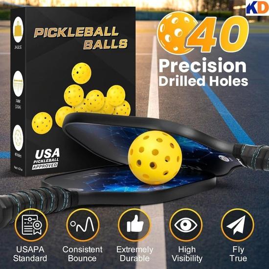 KNK Outdoor Pickleball Approved, 40 Holes for Maximum Flight and Durability Skill Levels and Ideal for Competitive Play Today (Pack of 4)