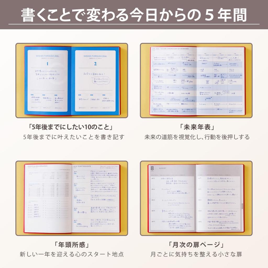 January A5 Marks 5-Year Diary, Softcover, Year-Free, Start, Size, Camel, CDR-FYD03-CM