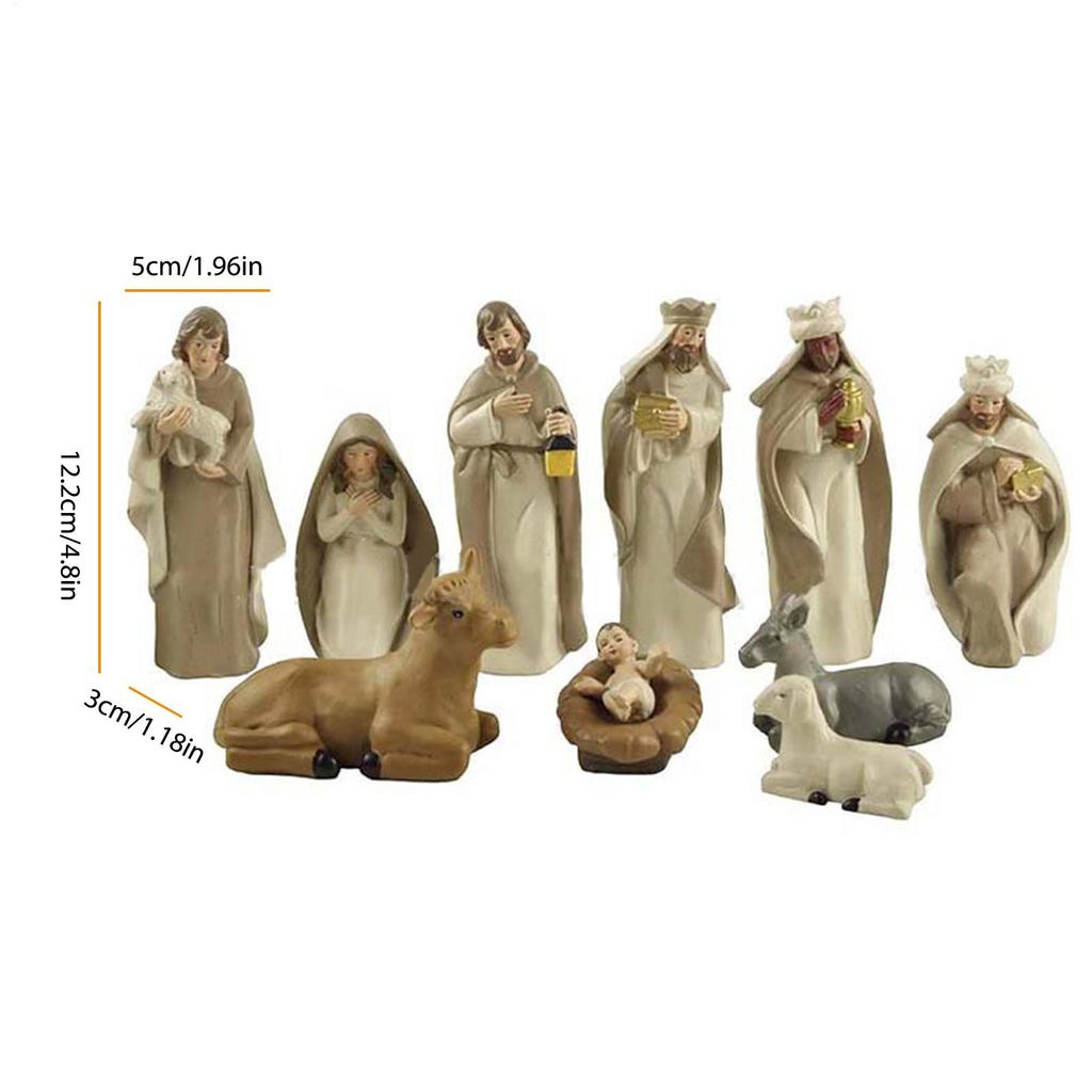 Christmas Nativity Figurines Resin Tabletop Nativity Scene Figures Small Christmas Figurines Decor for Living Room Bedroom Study