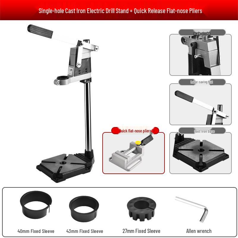 Multi-Functional Rotary Drill Stand Converts to Mini Bench Drill and Hole Punch Press