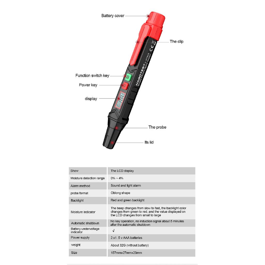 HT662 Brake Fluid Liquid Oil Tester with Sound and Light Alarm Analyzer Meter for DOT3/DOT4/DOT5.1 Brake Fluid Content Detector