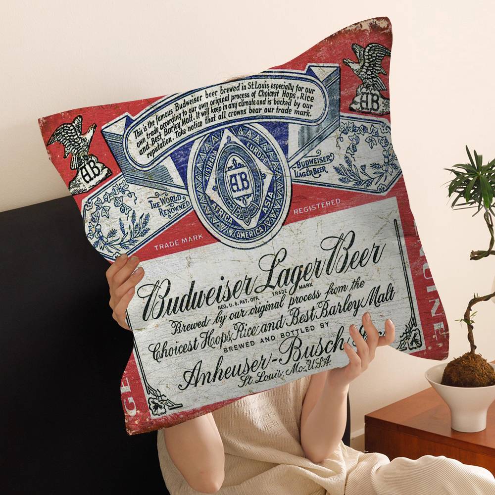 Classic Beer Brand B-Budreiser Personalized Pillow Cover Kids Bedroom Wild Party Decor Pillowcase kid Birthday shower Gift