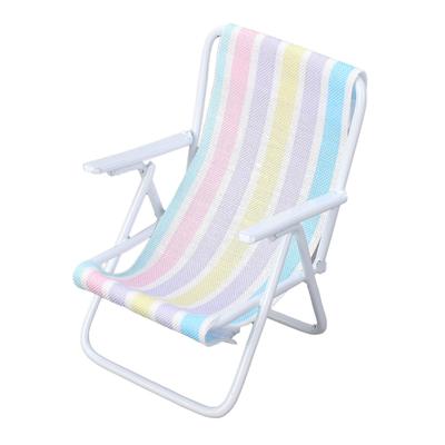 Miniature Beach Chair Lifelike 1Celsius12 Scaled Lightweight Metal Frame Folding   Sunbath Chair Decoration