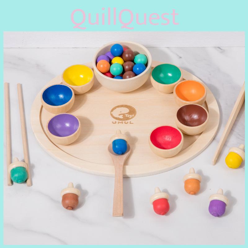 Wooden Color Sorting Tray Educational Toy For Preschool Kids Learning Play