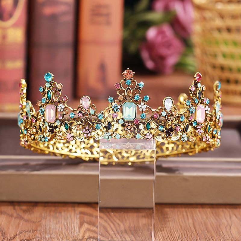 Crystal Rhinestone Round Crown Tiara Hair Jewelry Wedding Hair Accessories Bridal Hair Jewelry Queen Party Crown and Tiaras Gift
