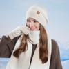 Knitted Hat Scarf Gloves Threepiece Winter Warmth Set For Ladies With Wind Resistance