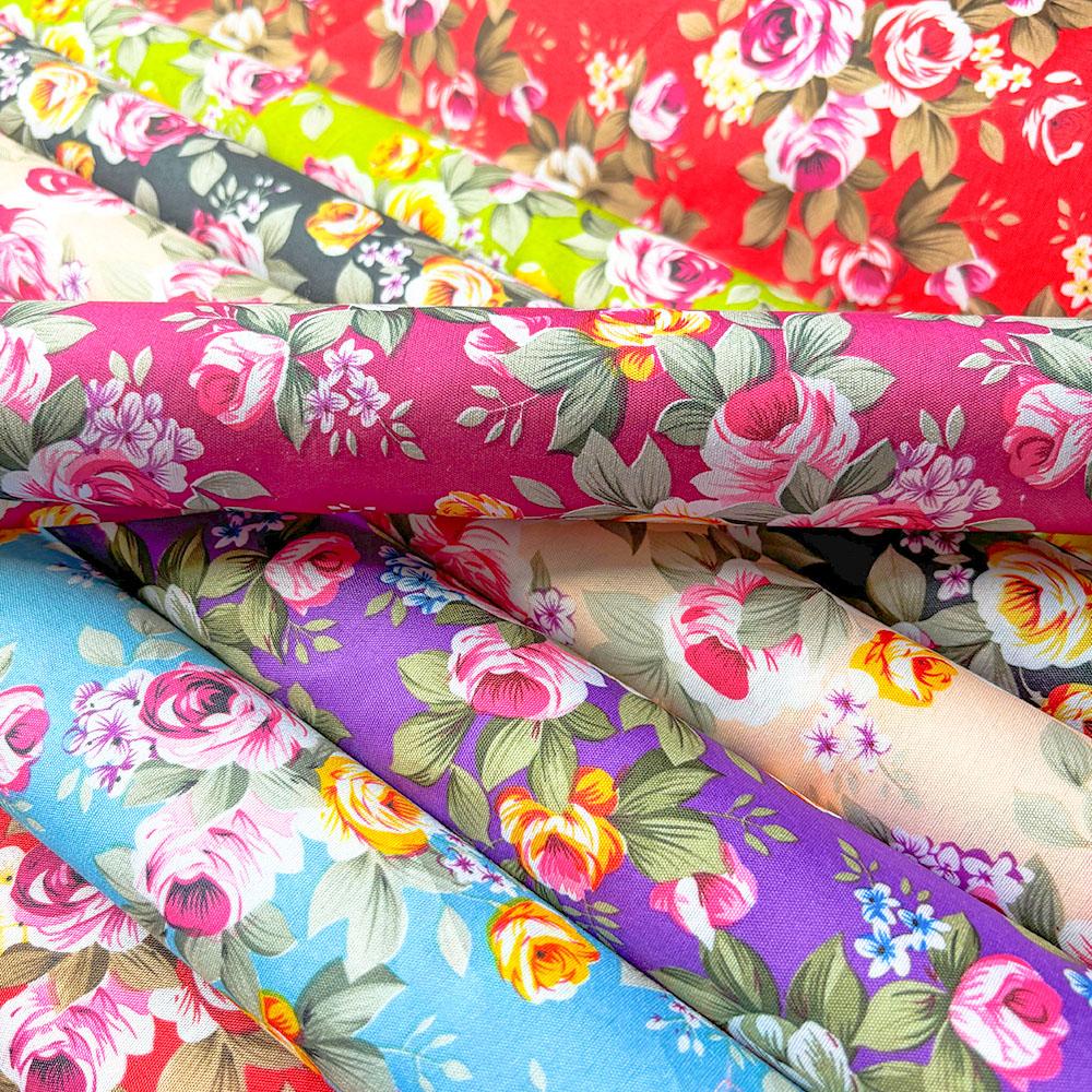 Rosenblüten Baumwoll-Poplin Druckstoff Zum Nähen Kopftuchstoff Frühling Hemd Damenbekleidung Handarbeit DIY Basteln Pro halber Meter