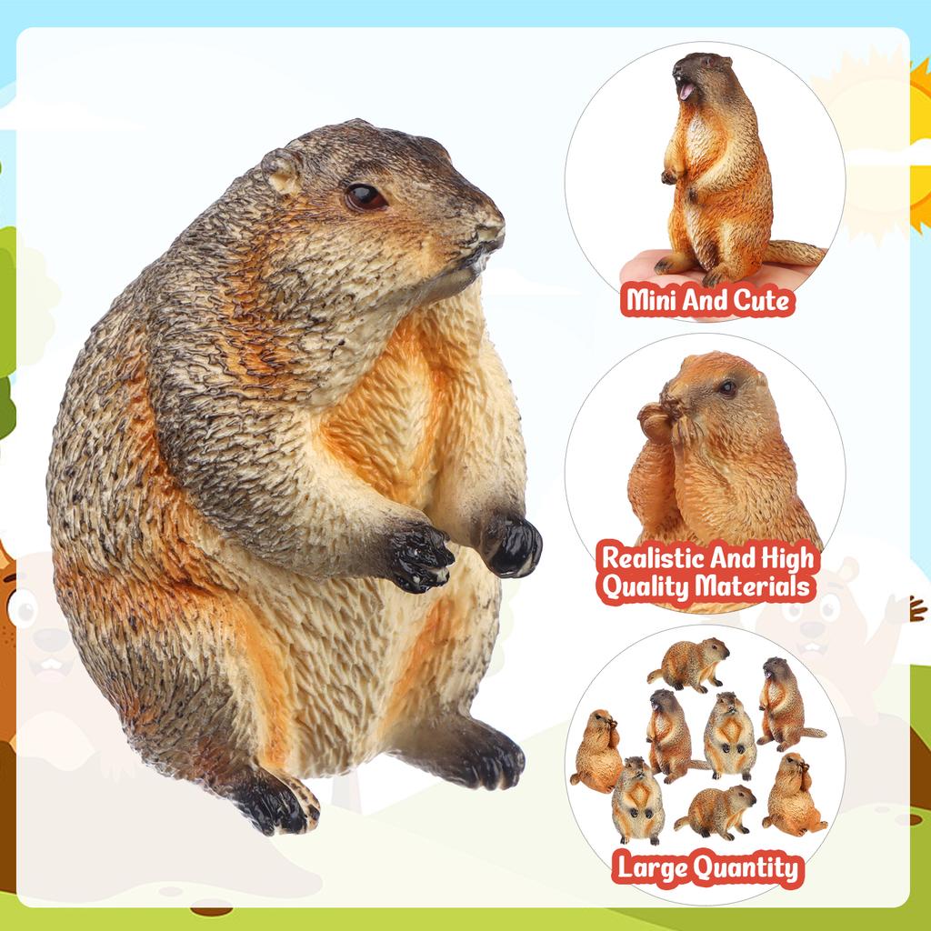 8 sztuk Figurka Świstaka Rzeźba Świstaka Prezenty na Dzień Świstaka Marmot Statua Ogrodowa Ozdoba Trawnika Mini Zwierzątko Model Świstaka