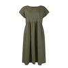 Vestido Casual de Algodón y Lino de Color Sólido para Mujer, Manga Corta, Cuello Redondo, con Bolsillos