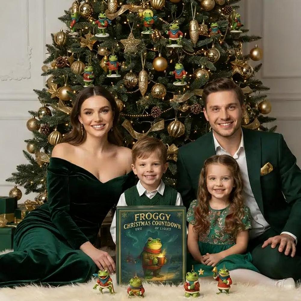 Frog Advent Calendar 2025 with 24 Highland Frog Ornaments 24 Days Christmas Countdown Calendar Christmas Advent Calendar