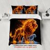 3pcs Lion And Panther Bedding Sets 3D Printed Fire Animal Duvet Cover Sets With Pillowcases No Filling Single Twin Full Size