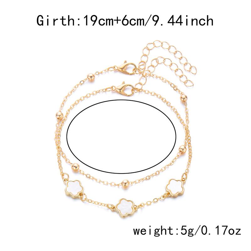Lucky Five Leaf Flower Charm Anklets for Women Simple Layered Chain Anklet Leg Bracelets Beach Foot Chain Jewelry Accessories