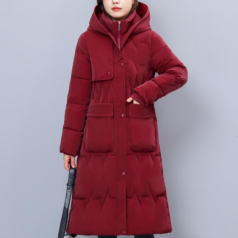 Plus Size Woman Winter Long Coat Hooded High Quality Thick Warm Padded Jackets for Women Korean Style Winter Parkas Big Pockets