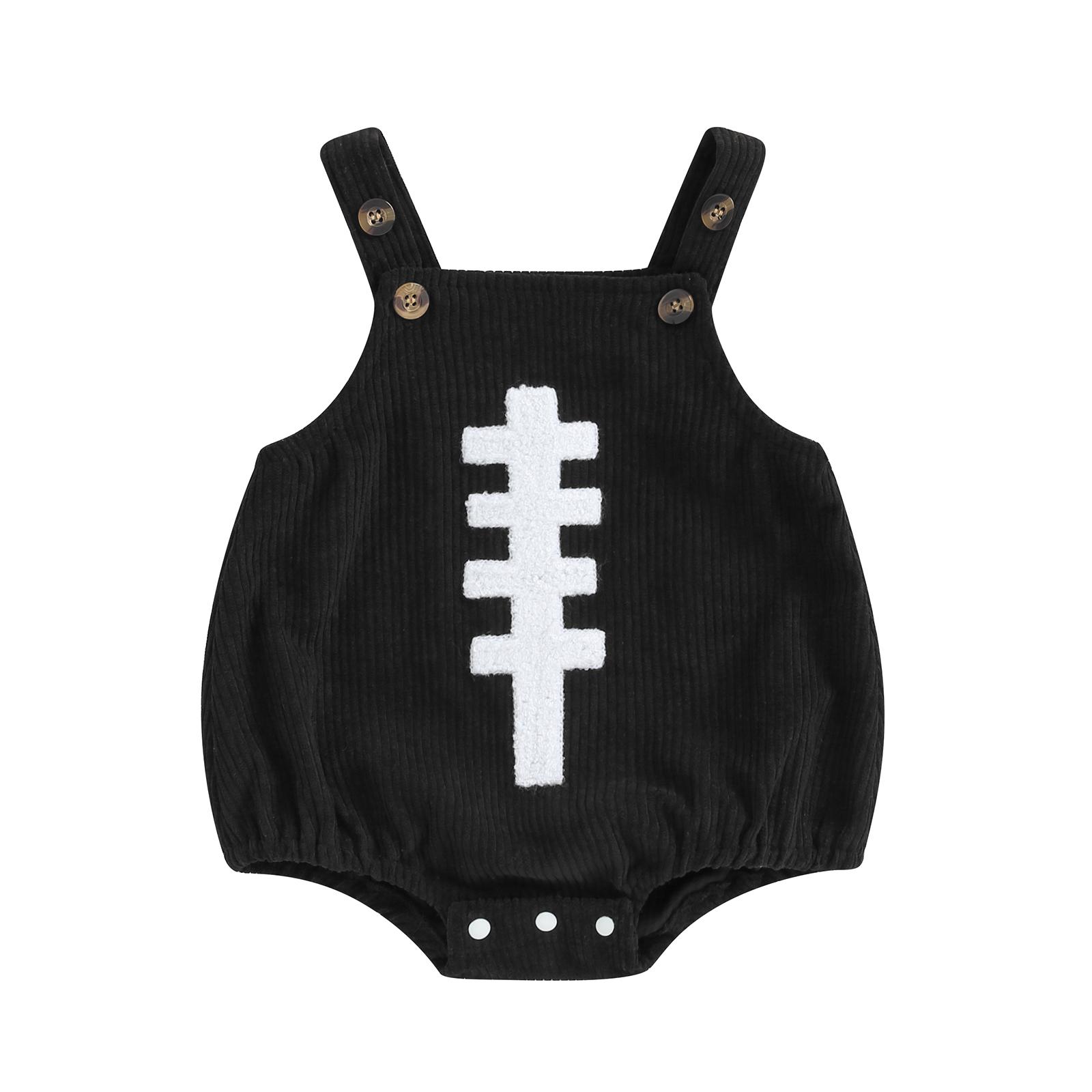 

Комбинезоны для мальчиков и девочек без рукавов с вышивкой для футбола, одежда для новорожденных на лето и осень 0-3 Months чёрный