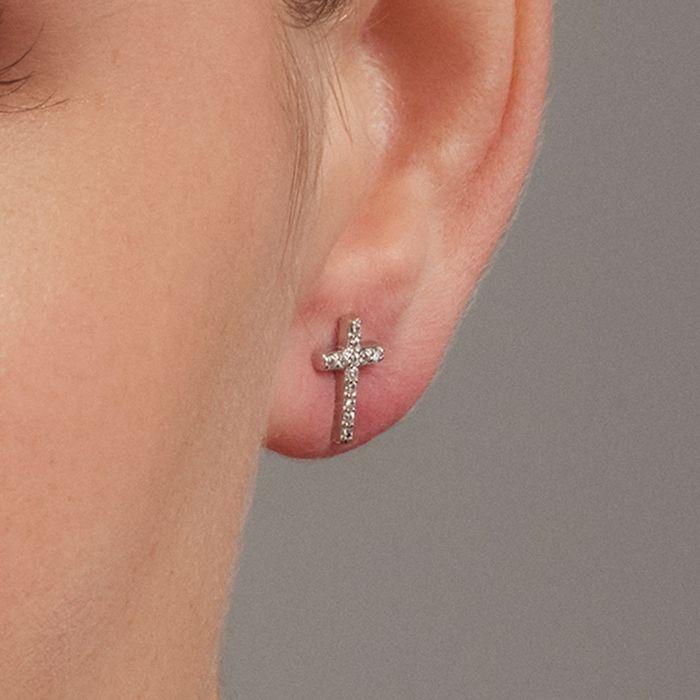 Boucles d'oreilles Luxenter en argent 925 et zirconium brillant plaqué finition en rhodié - Zudis