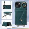 For iPhone 15 Series.for iPhone 15,15 Plus,15 Pro,15 Pro Max Shoulder Strap Rope Ring Bracket Design Card Holder Slots Lichee Pattern Cover Phone Case