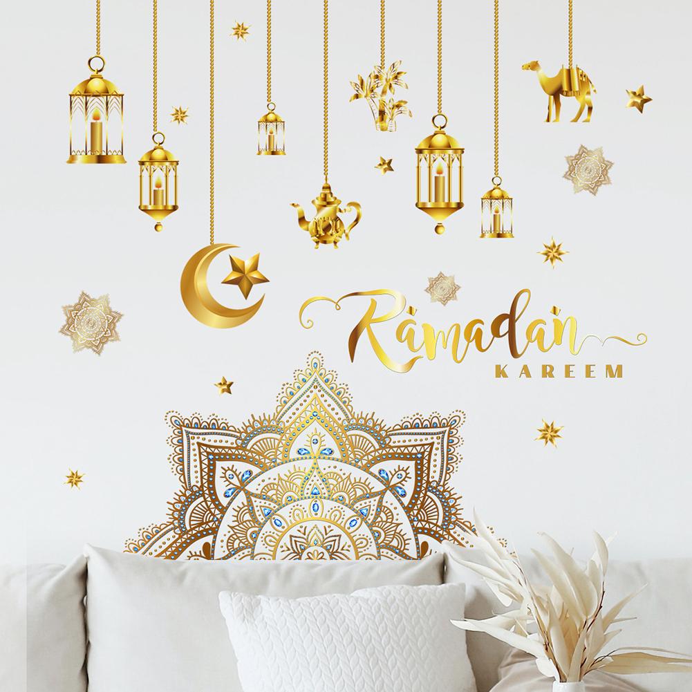 Ramadan Wall Stickers Moon Star Lantern DIY Wall Decal Ramadan Decoration For Home Decor Islamic Muslim Mural Eid Mubarak