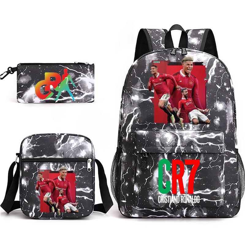 2023C Luo Surrounding Character Printed Backpack Three-piece Student School Bag + Shoulder Bag + Pencil Case Set