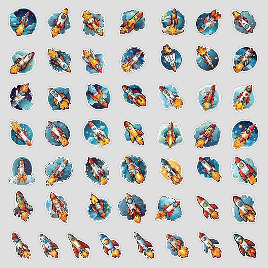 50 Rocket Series Graffiti Stickers DIY Stationery Stickers Water Cup Computer Skateboard Waterproof Decorative Stickers