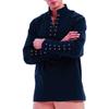 Men's 2023 Cotton Linen Long Sleeve Henley Shirt - Stand Collar, Casual Beach Style, European Size.