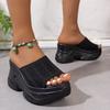 Fashion 2025 Summer Women Sandals Solid Large Size Platform Wedge High Heel Open Toe Roman Style Mesh Elegant Summer Sandals Slippers