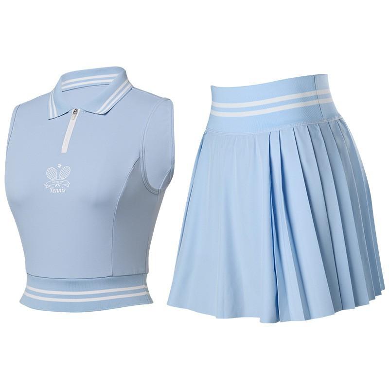 

Tennis Skirt [suit] Sports Sleeveless Vest Pleated Two-piece Golf Quick-drying Slimming Suit XXL