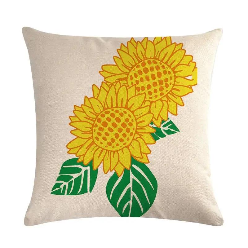 New 45*45Cm Yellow Sunflower Pillowcase Linen Pillowcase Home Sofa Decorative Cushion Cover