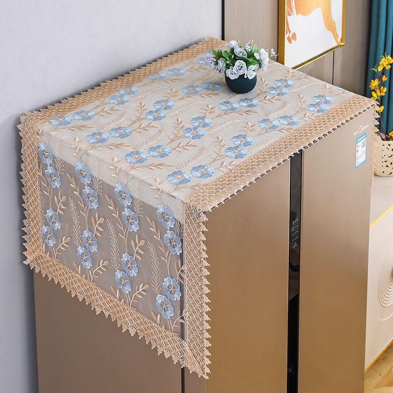 Lace Embroidery Refrigerator Towel with Single and Double Doors Dust-proof Protection Washing Machine Microwave Oven Cover Cloth and Towel