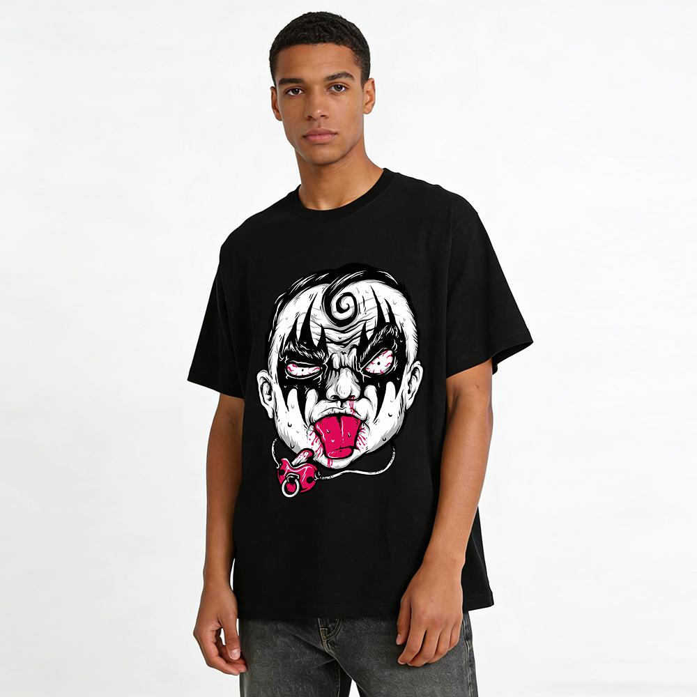Dark Clown Graphic Tee Edgy Streetwear Trendy Printed Top Pure cotton T-shirt