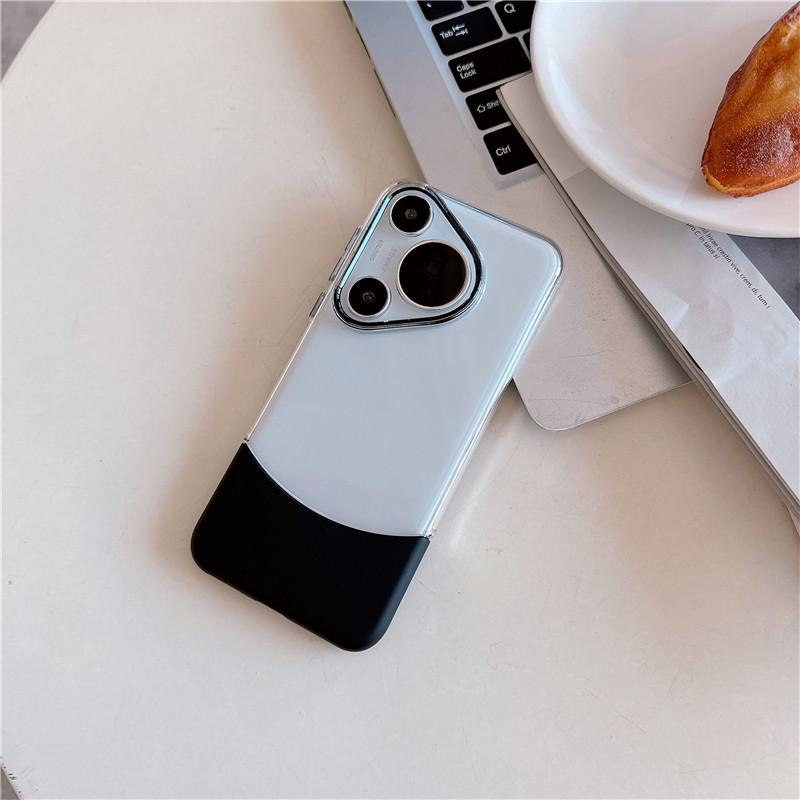 Transparent Double Color Montage Down Up Insert PC Case For Huawei Pura 70 Ultra Pro Plus Shockproof Back Cover Shell Protector