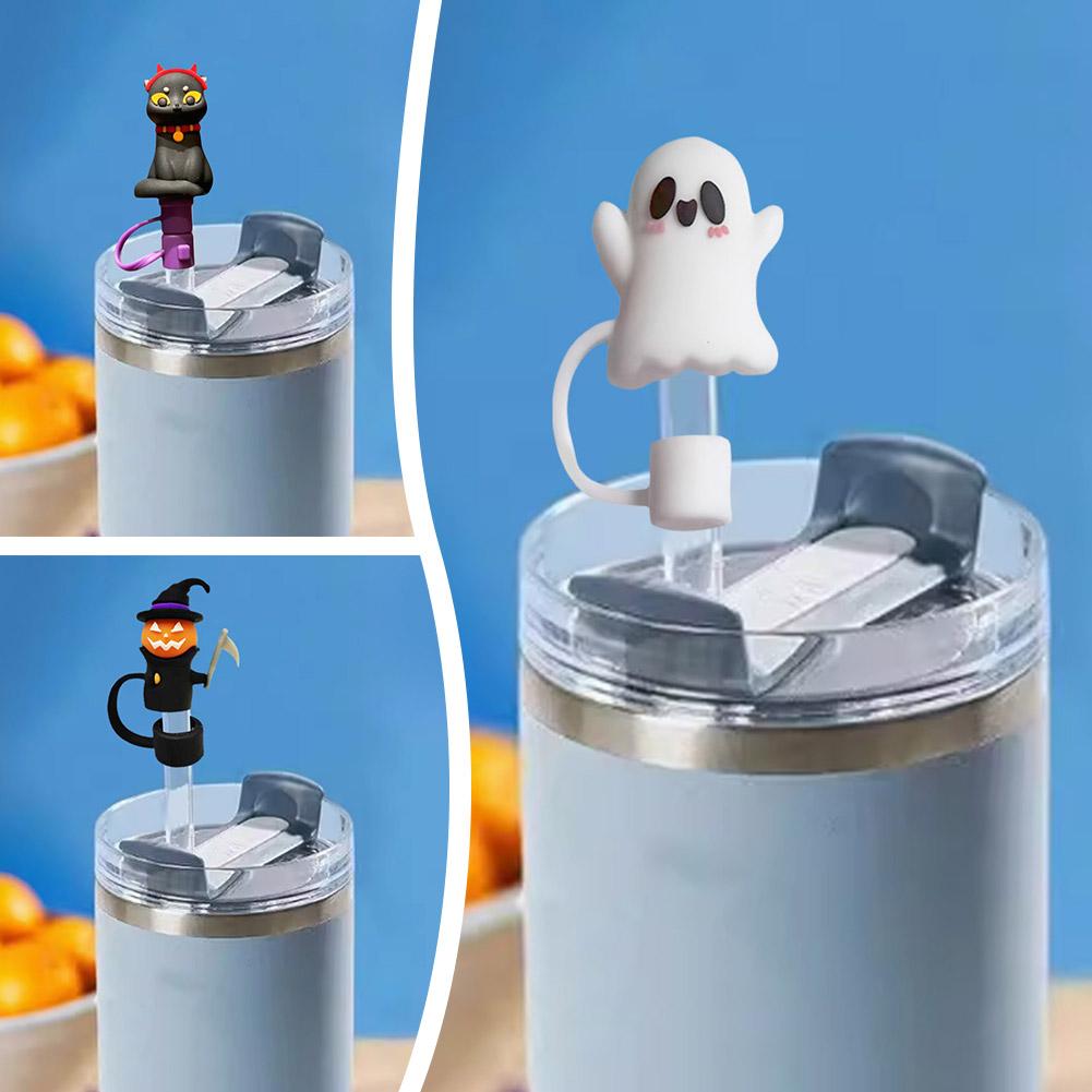 Halloween Straw Cover Cap for Stanley Cup Party Accessories 10mm Silicone Straw Stoppers Reusable Drinking Dust Straw Tips Cover