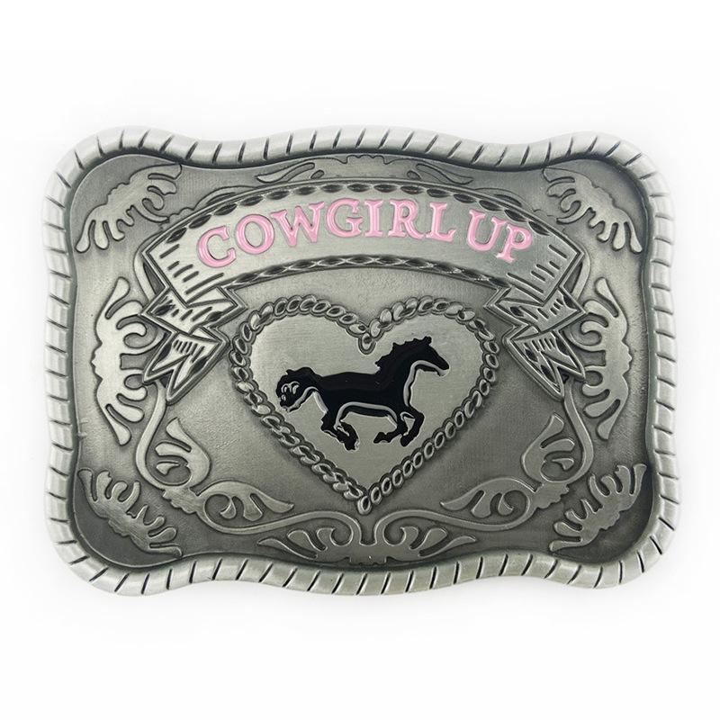 Unisex Zinc Alloy Western Cowboy Belt Buckle - Stylish Square Design Small