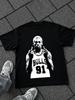 Black Oversized T-Shirt with Dennis Rodman Print