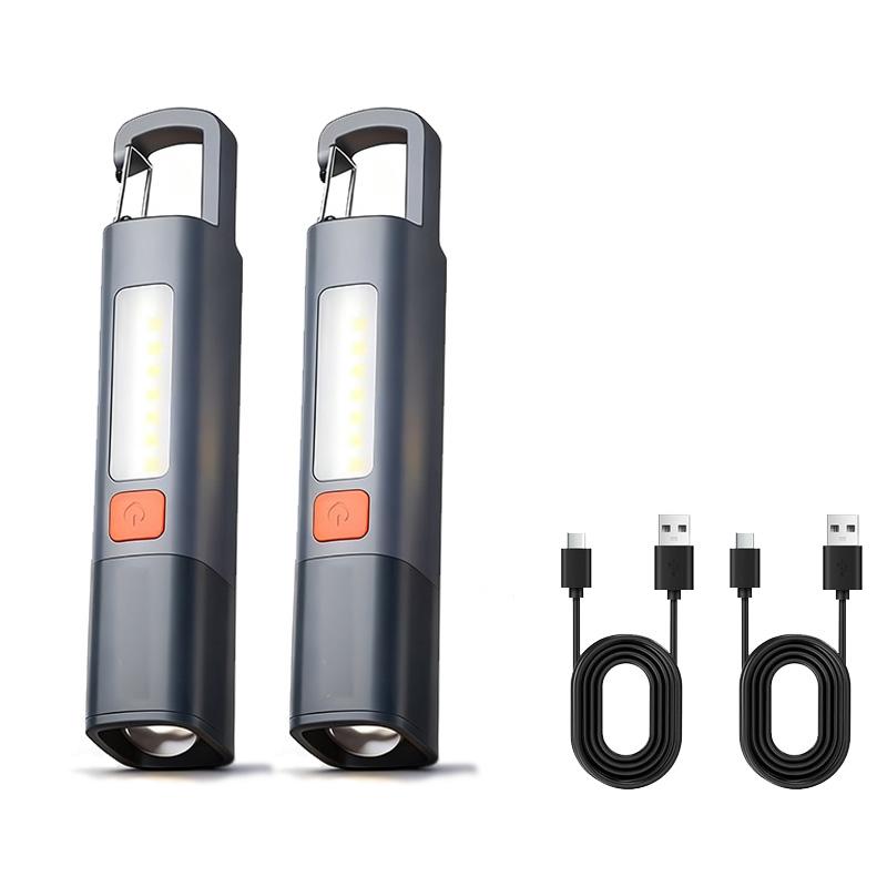 Strong Lighting ABS Flashlamp USB Charging Portable Outdoor EDC Torch Camping Hanging Flashlights Telescopic Focus COB Side Lamp