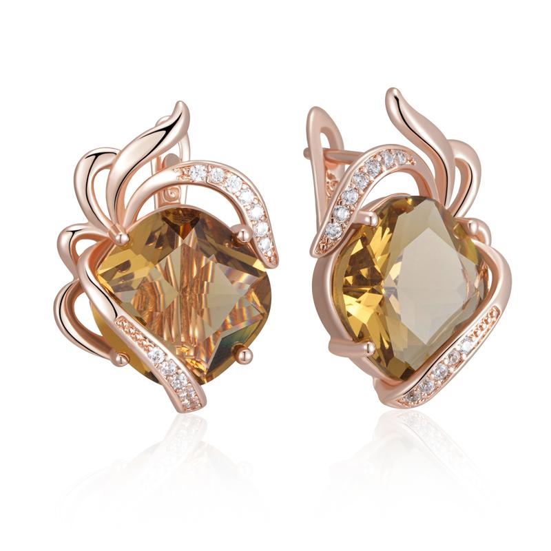 

Коричневые Натуральные Цирконы Английские Серьги Для Женщин Уникальный Кристальный Цветок Цвет Розового Золота Высокое Качество Повседневные Украшения